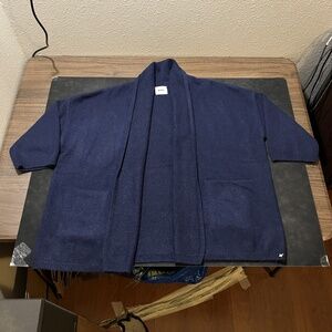 Beryll Cashmere Sweater Mens one size Blue Open Front Cape Robe Cardigan Jacket